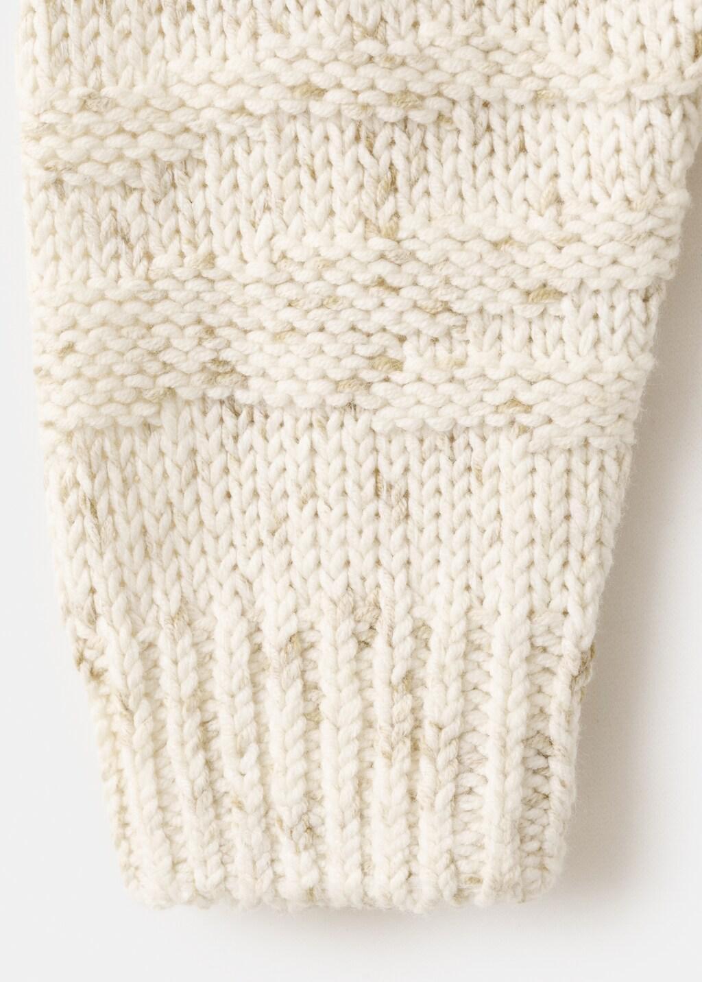 Beige Braided Knitted Sweater, Kids Girls, Light Beige, large image number 3