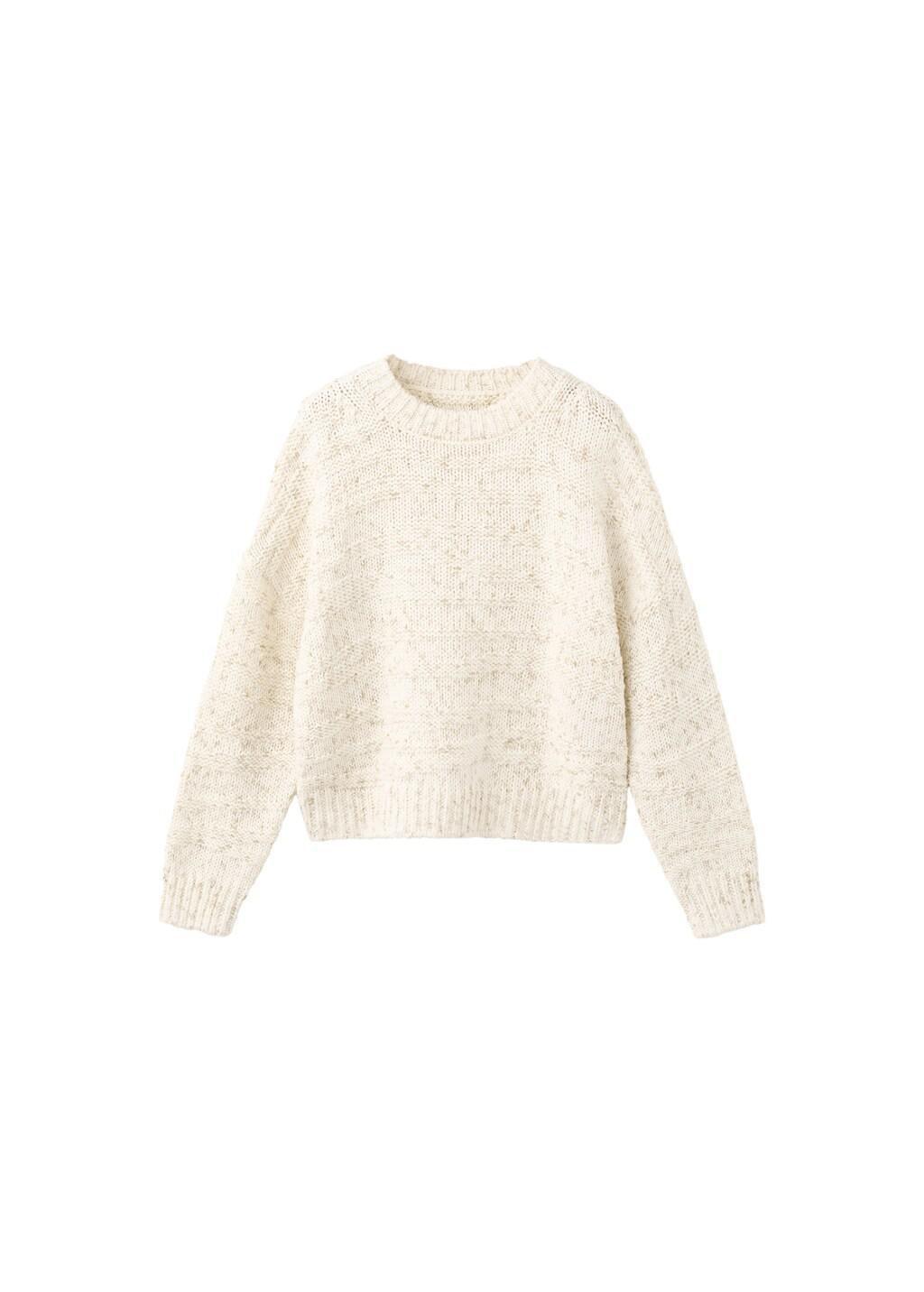 Beige Braided Knitted Sweater, Kids Girls, Light Beige, large image number 5