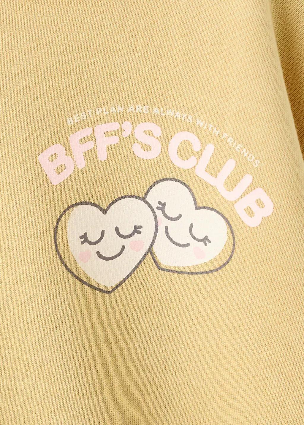 Green Printed Cotton Sweatshirt, Kids Girls, Dark Green, large image number 0