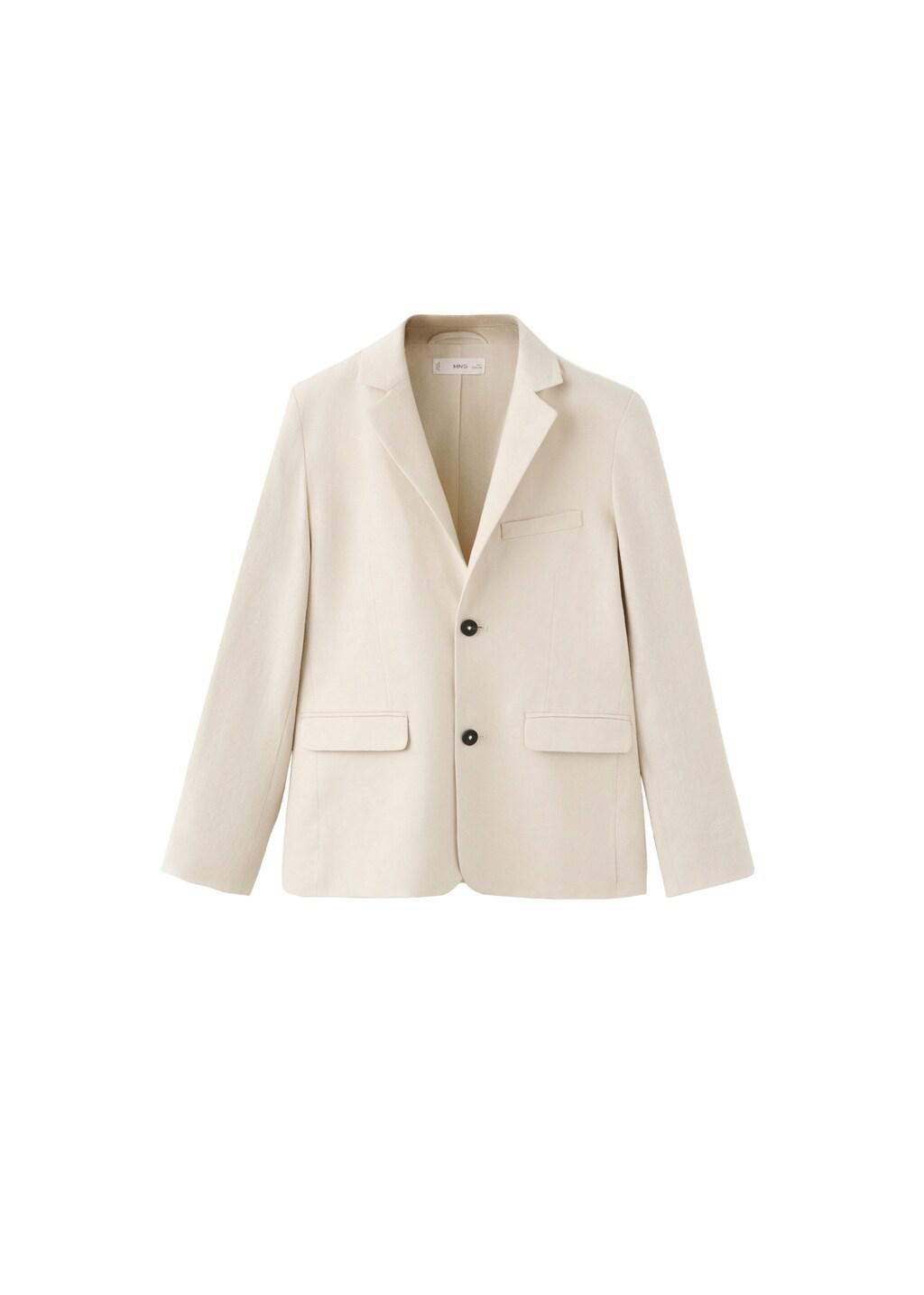 Beige Classic Linen Jacket, Kids Boys, Light Beige, large image number 5