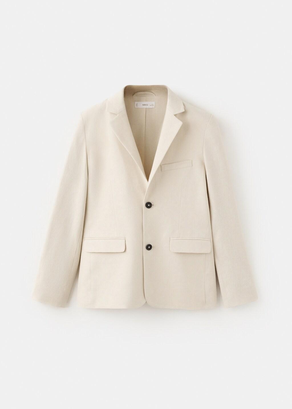 Beige Classic Linen Jacket, Kids Boys, Light Beige, large image number 6