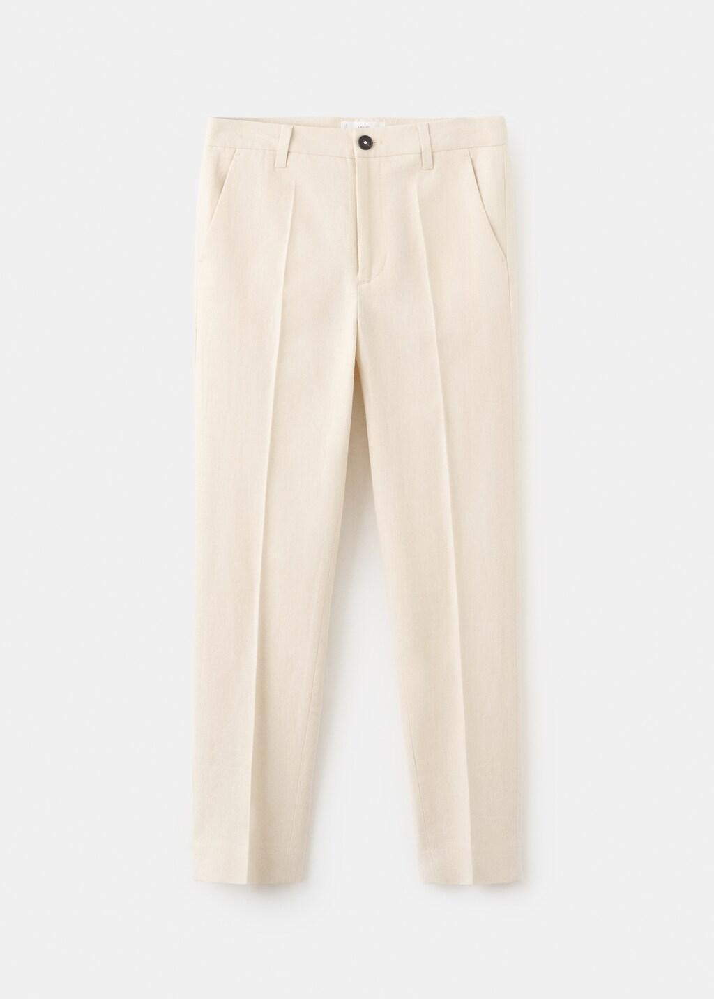 Beige Straight-Fit Suit Trousers, Kids Boys, Light Beige, medium