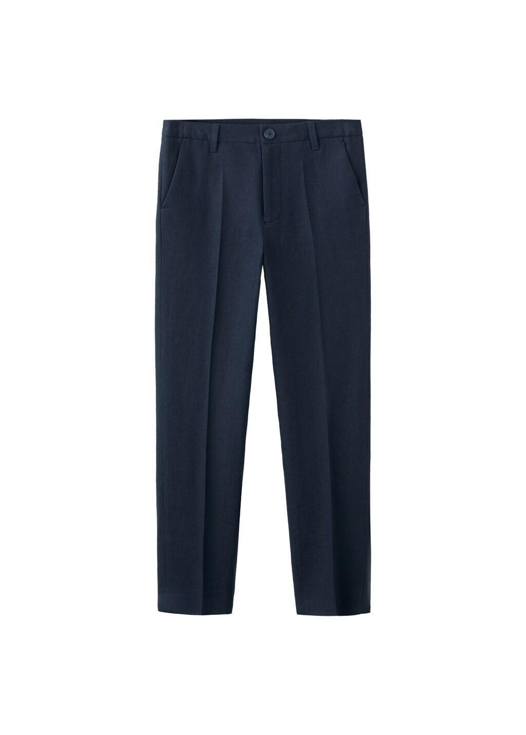 Navy Straight-Fit Suit Trousers, Kids Boys, Navy, large image number 2