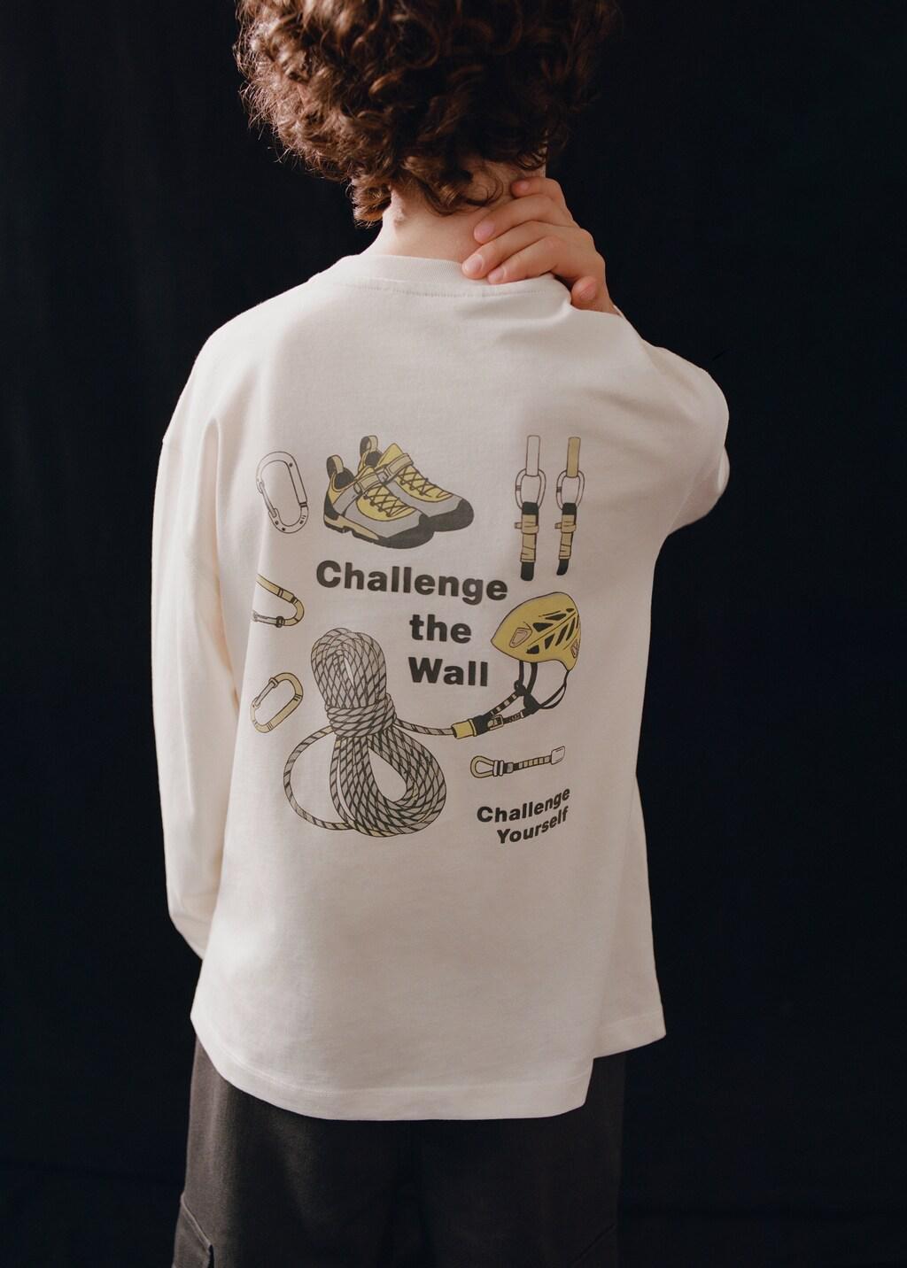 White Printed Cotton-Blend T-Shirt, Kids Boy, Natural White, large image number 4