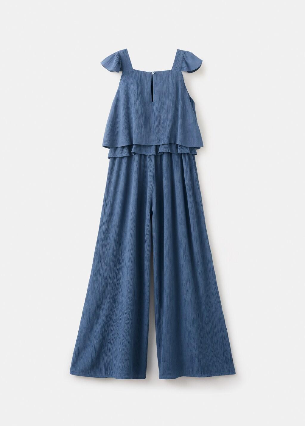 Navy Frilled Long Jumpsuit, Kids Girls, Navy, large image number 2
