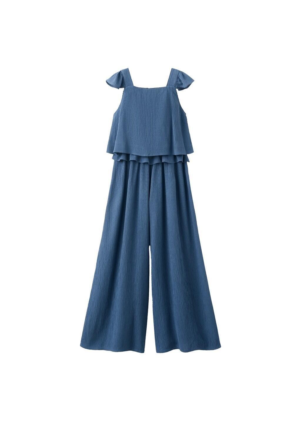 Navy Frilled Long Jumpsuit, Kids Girls, Navy, large image number 4