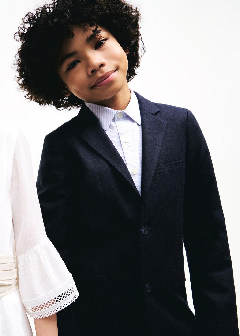 Blue Striped Cotton Shirt, Kids Boys, Light-Pastel Blue, large image number 0