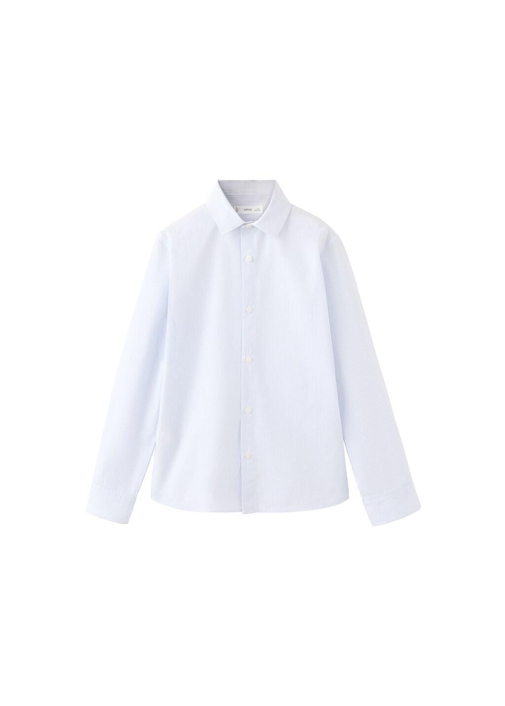 Blue Striped Cotton Shirt, Kids Boys, Light-Pastel Blue, large image number 4