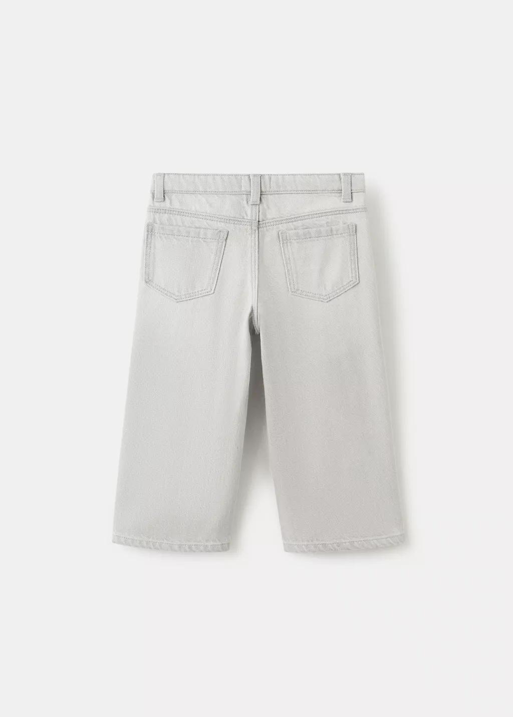 Grey Straight Jeans With Sun Embroidery, Baby Girls, Open Grey, large image number 2
