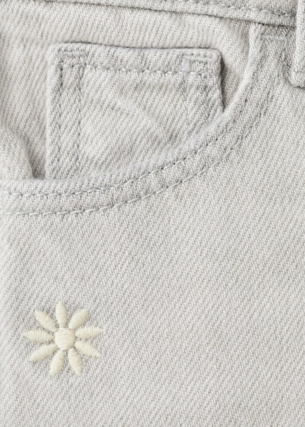 Grey Straight Jeans With Sun Embroidery, Baby Girls, Open Grey, large image number 4