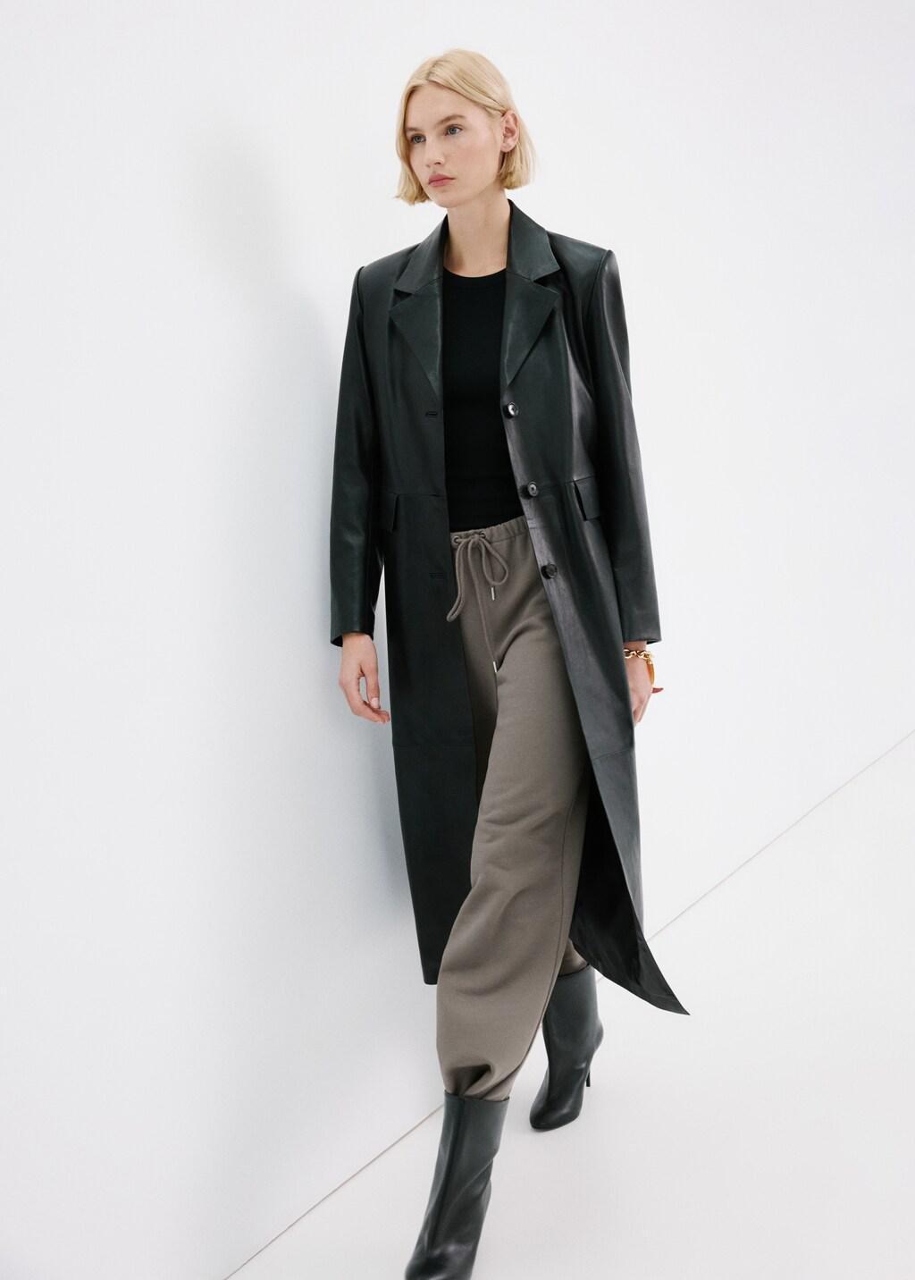 Grey Elastic Waist Cotton Trousers, 0201_92, large image number 4