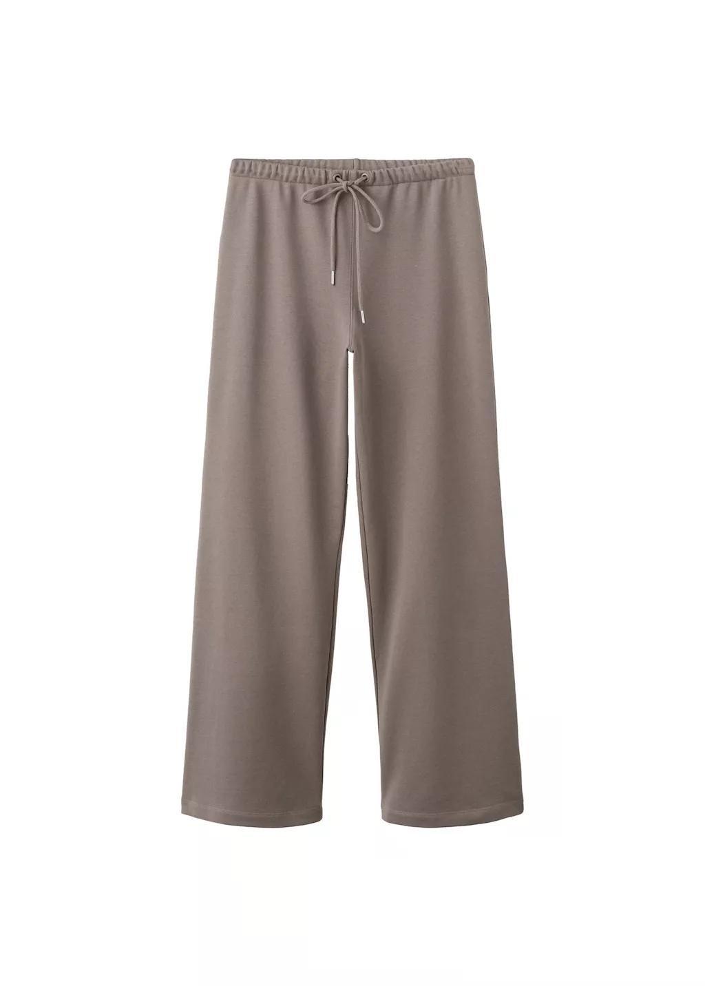 Grey Elastic Waist Cotton Trousers, 0201_92, large image number 6