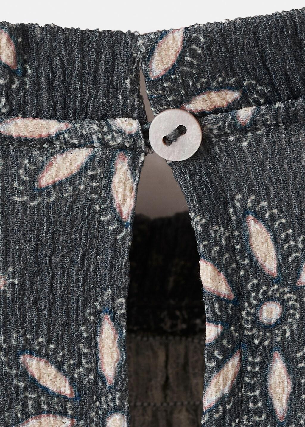 Navy Floral Print Blouse, Kids Girls, Navy, medium