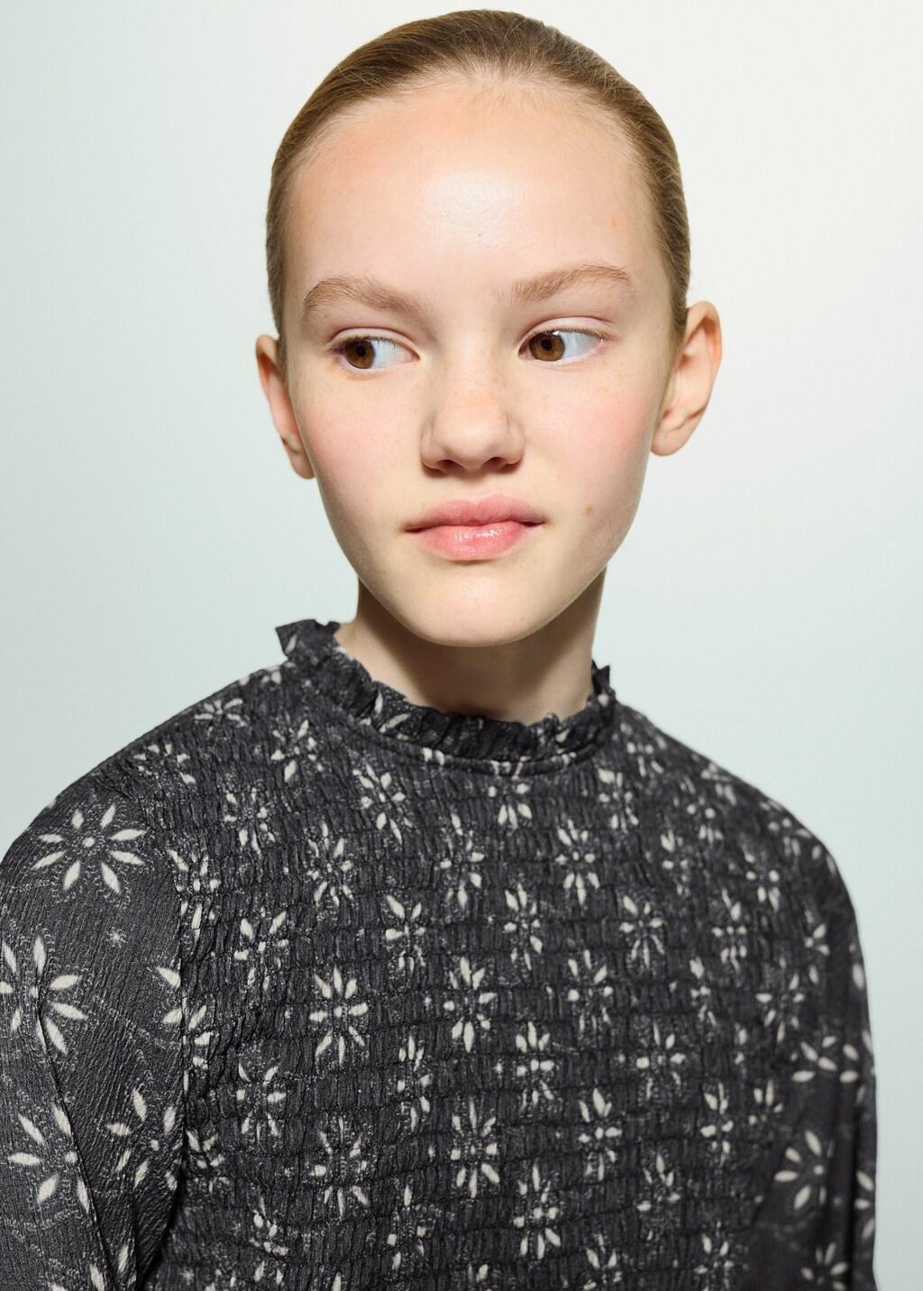 Navy Floral Print Blouse, Kids Girls, Navy, large image number 3