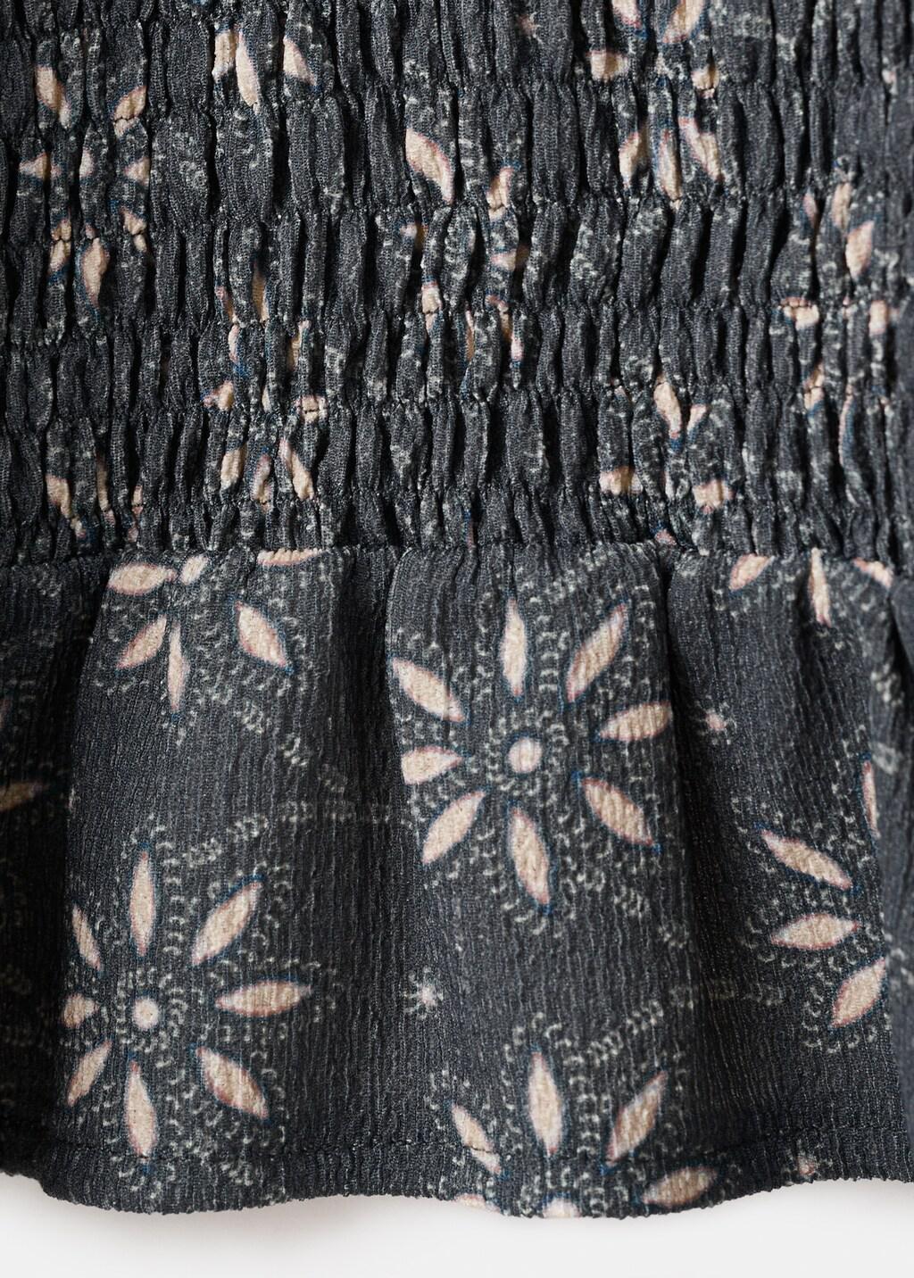 Navy Floral Print Blouse, Kids Girls, Navy, large image number 4