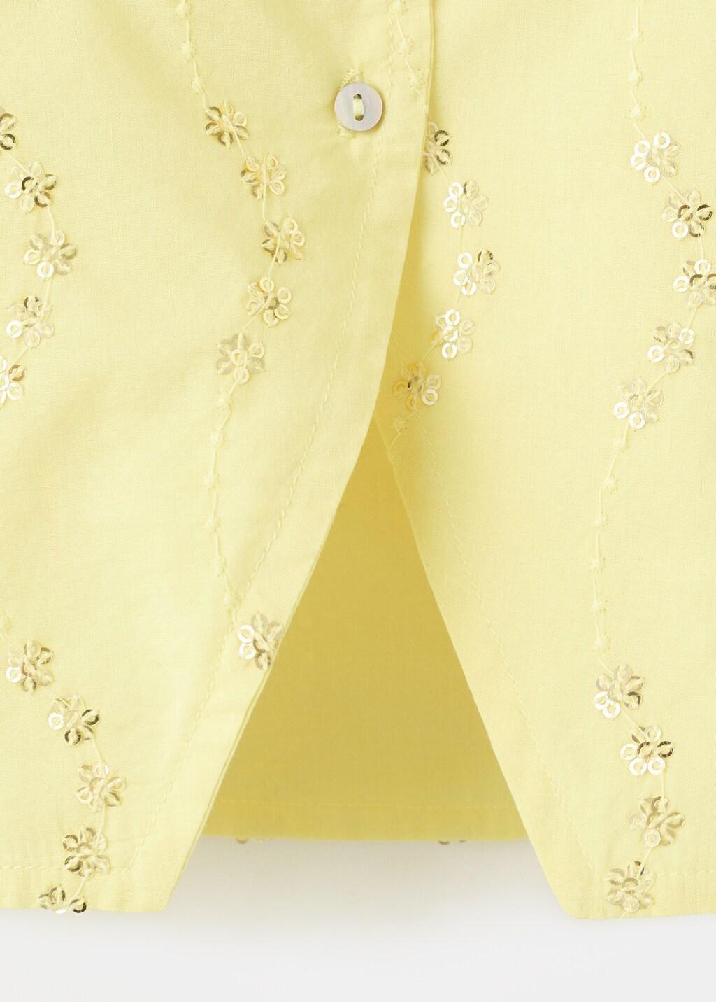 Yellow Cotton Blouse With Floral Pattern, Baby Girls, Bright Yellow, large image number 0