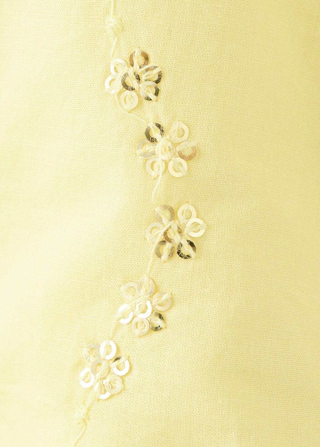 Yellow Cotton Blouse With Floral Pattern, Baby Girls, Bright Yellow, medium