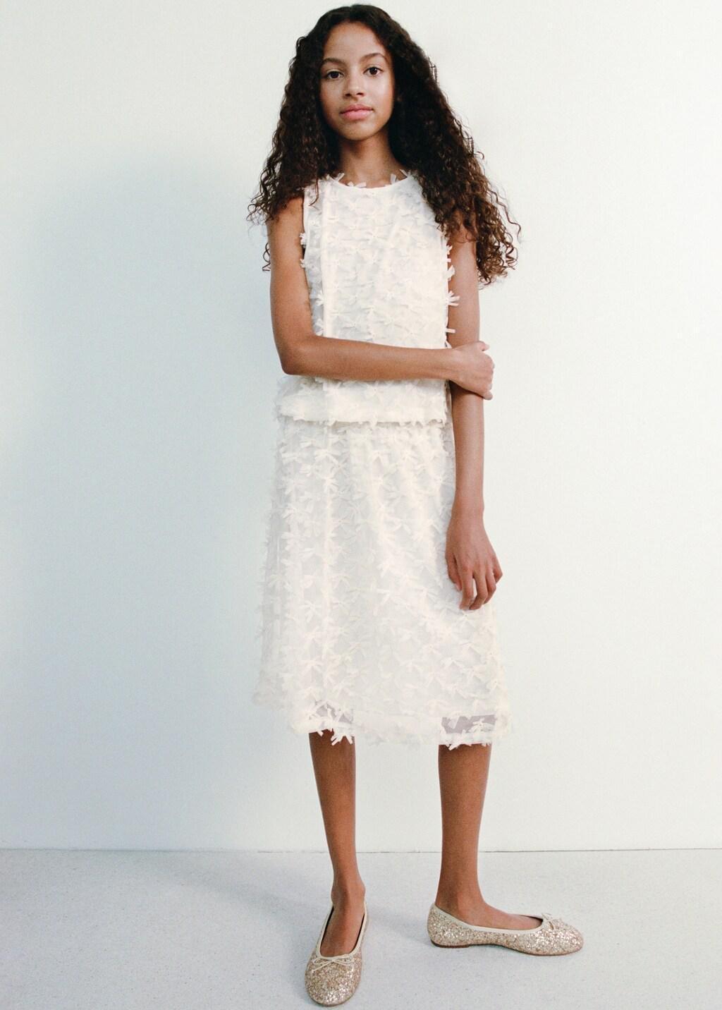 White Tulle Midi Skirt, Kids Girl, Natural White, large image number 5