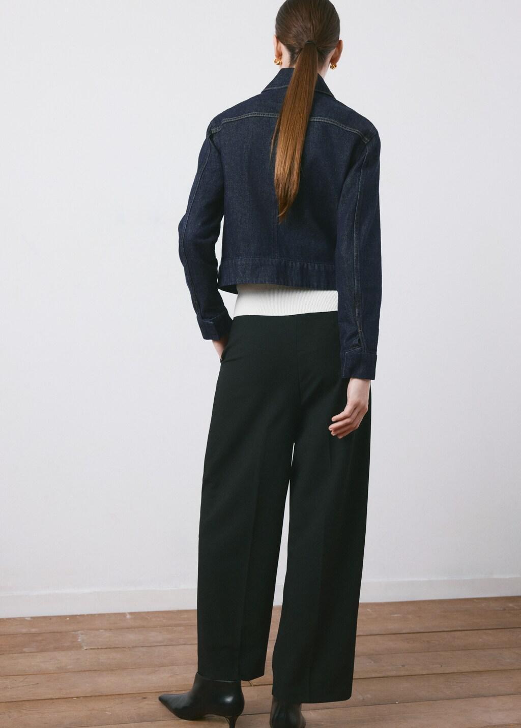 Blue Fitted Denim Jacket With Pockets, Open Blue, medium