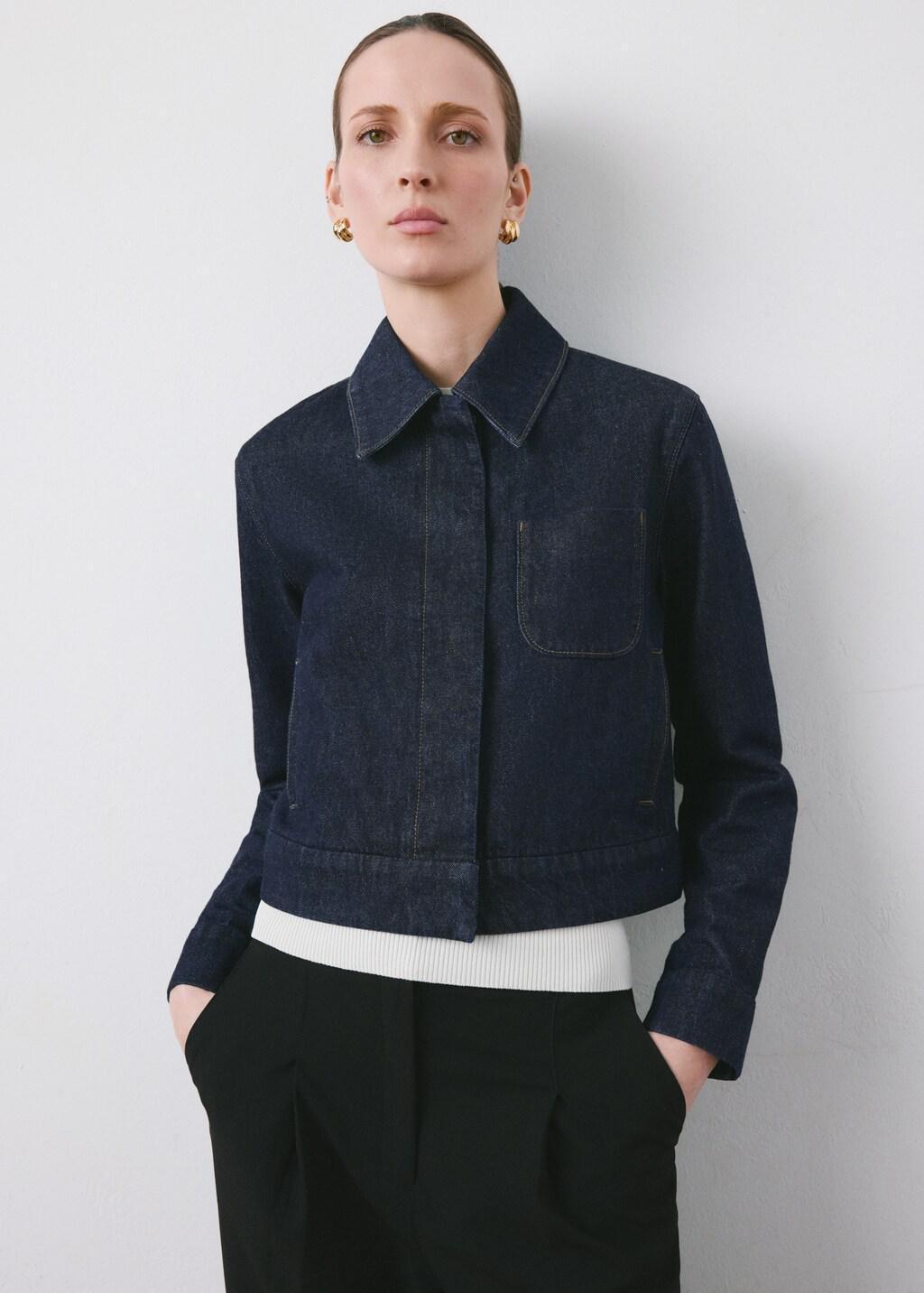 Blue Fitted Denim Jacket With Pockets, Open Blue, large image number 3