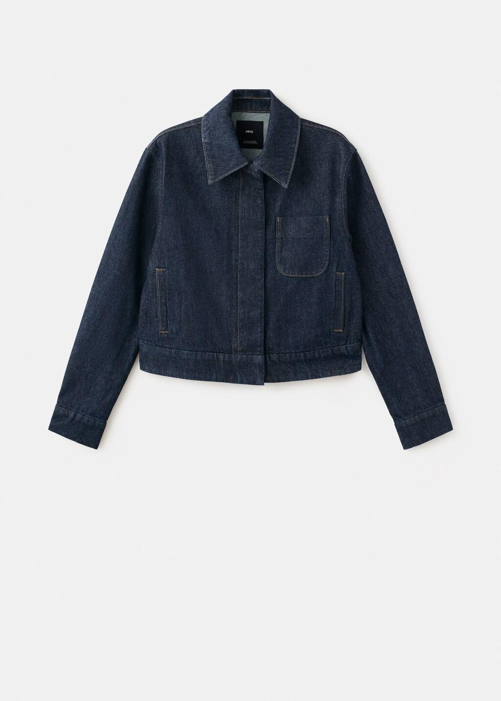 Blue Fitted Denim Jacket With Pockets, Open Blue, large image number 6