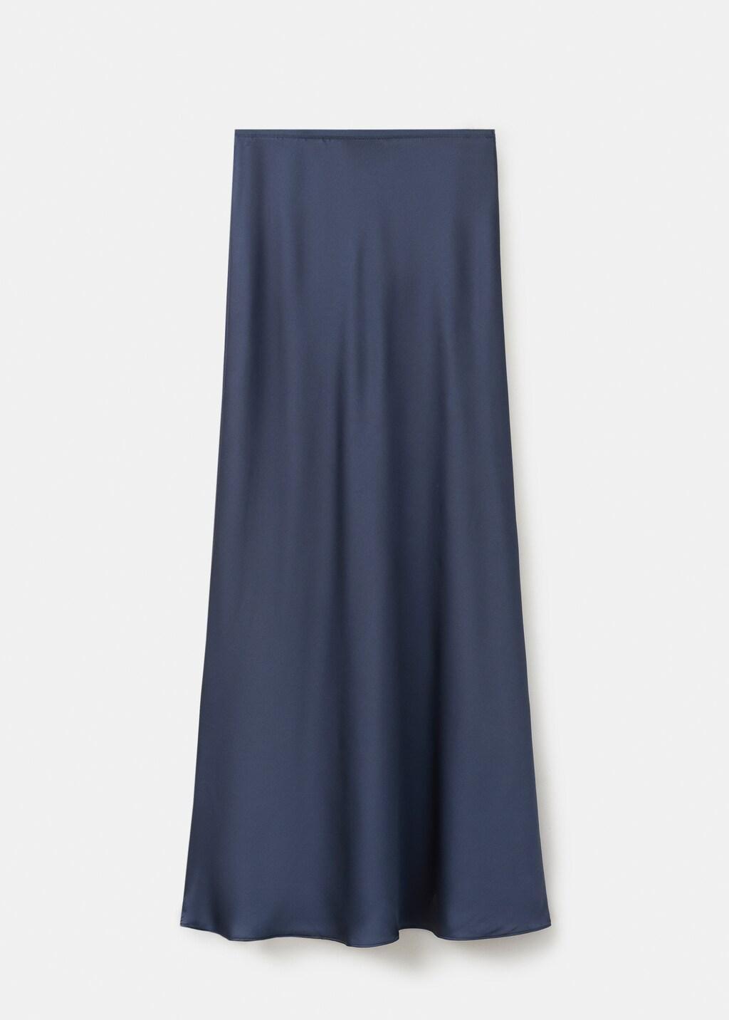Blue Satin Long Skirt, Dark Blue, large image number 8