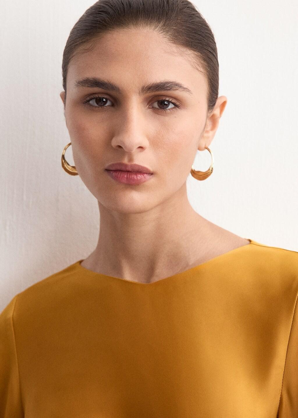 Yellow Ruched Satin Dress, Dark Yellow, large image number 4