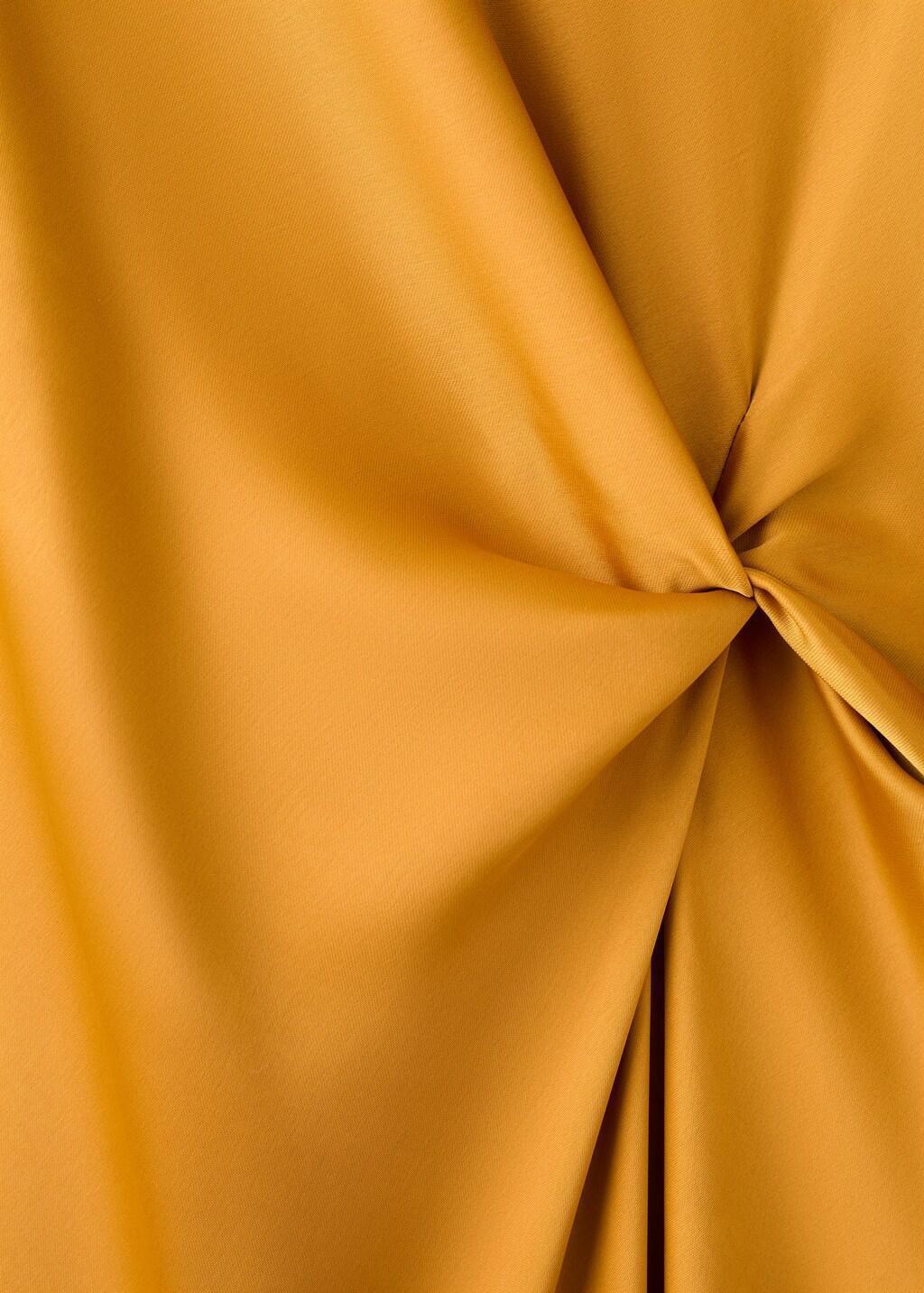 Yellow Ruched Satin Dress, Dark Yellow, large image number 5