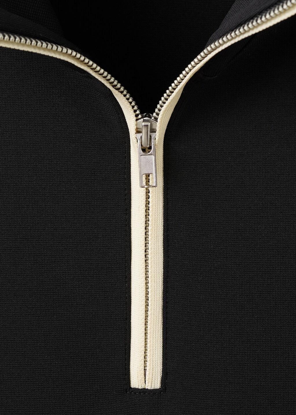 Black Turtleneck Sweatshirt With Zip, 0201_99, medium