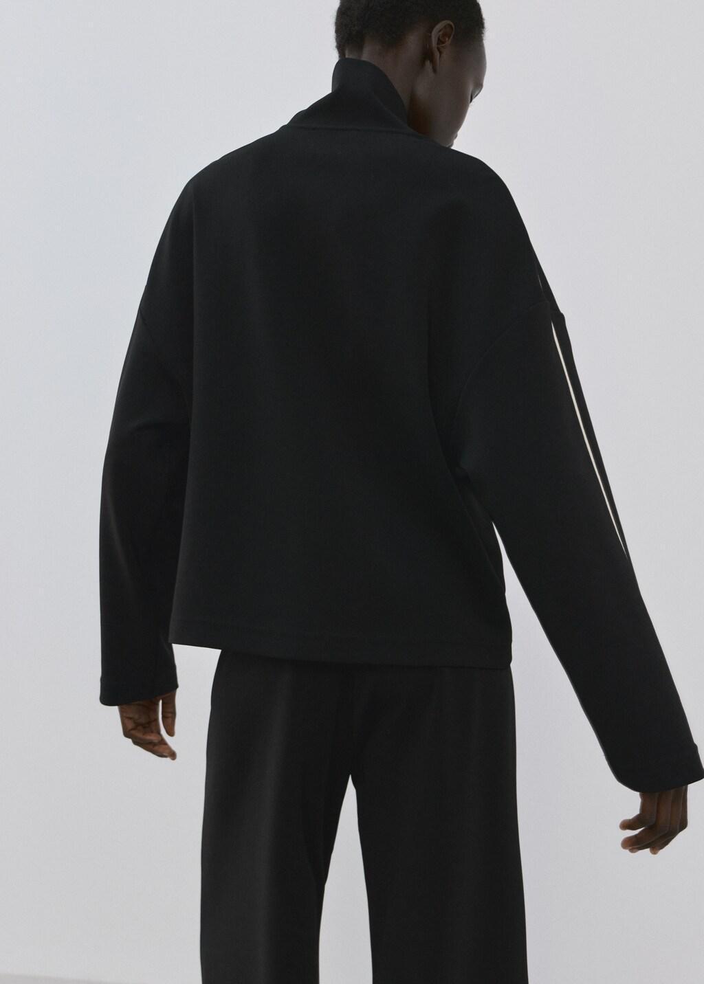 Black Turtleneck Sweatshirt With Zip, 0201_99, medium