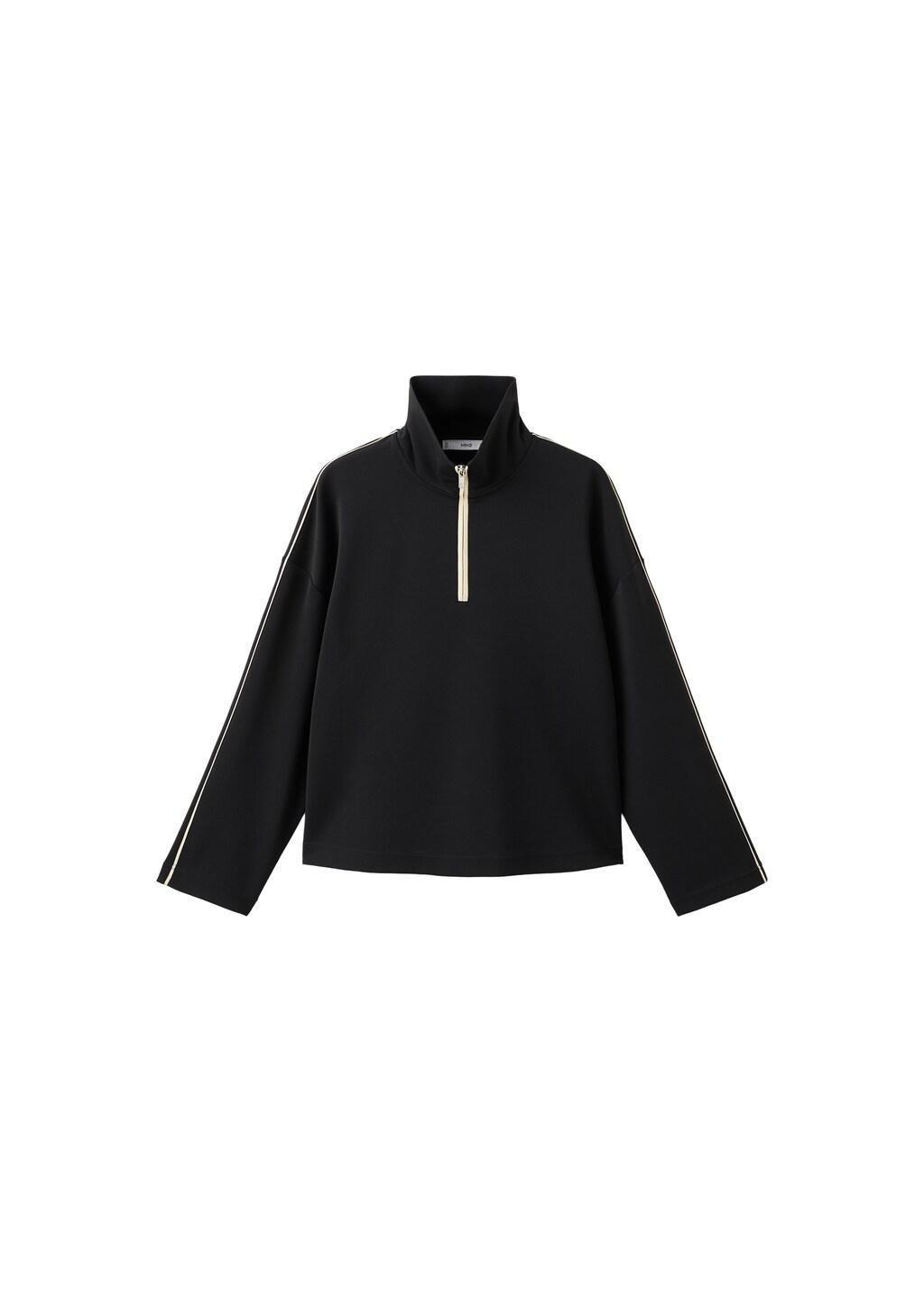 Black Turtleneck Sweatshirt With Zip, Black, large image number 6