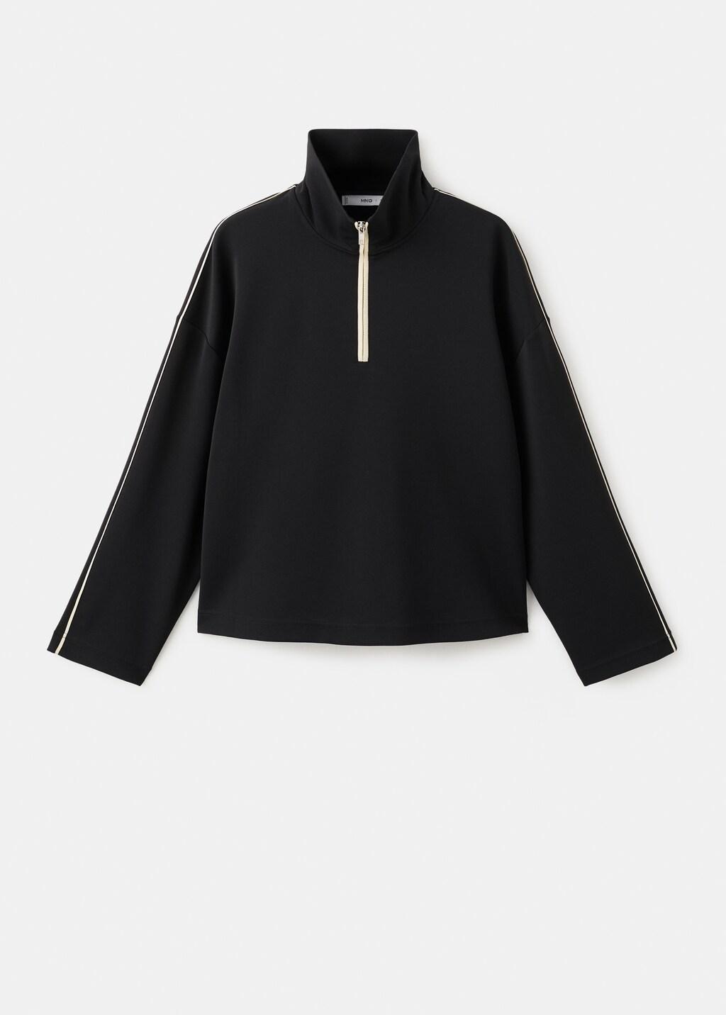 Black Turtleneck Sweatshirt With Zip, Black, large image number 7