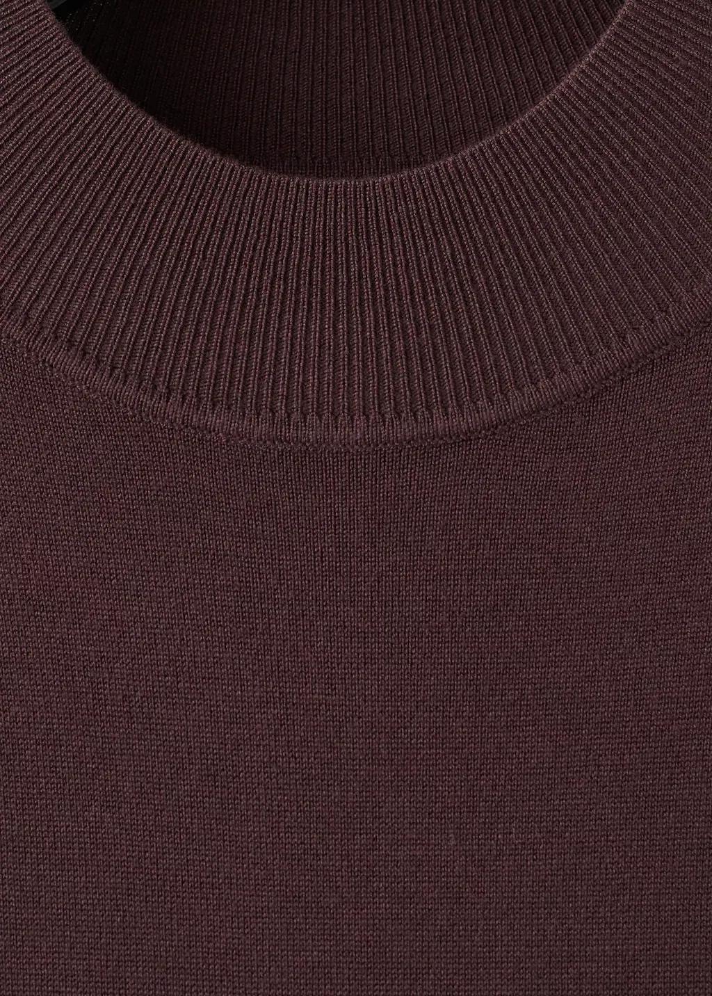Brown Perkins-Neck Knitted Dress, Dark Brown, medium