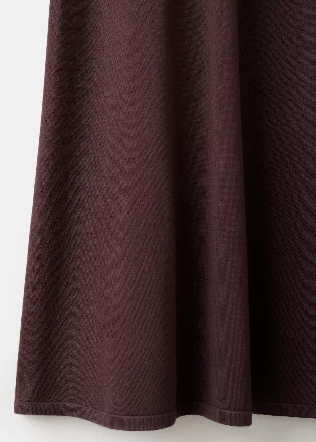 Brown Perkins-Neck Knitted Dress, Dark Brown, large image number 5