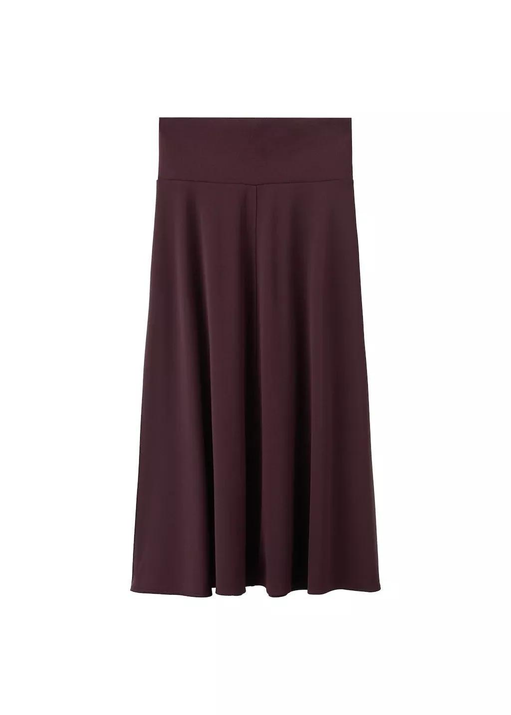 Red Fine Knit Midi Skirt, Dark Red, large image number 6