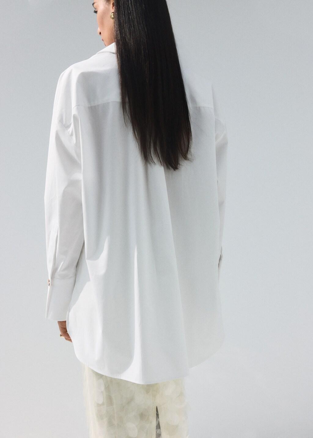White Oversize Cotton Shirt, White, large image number 2