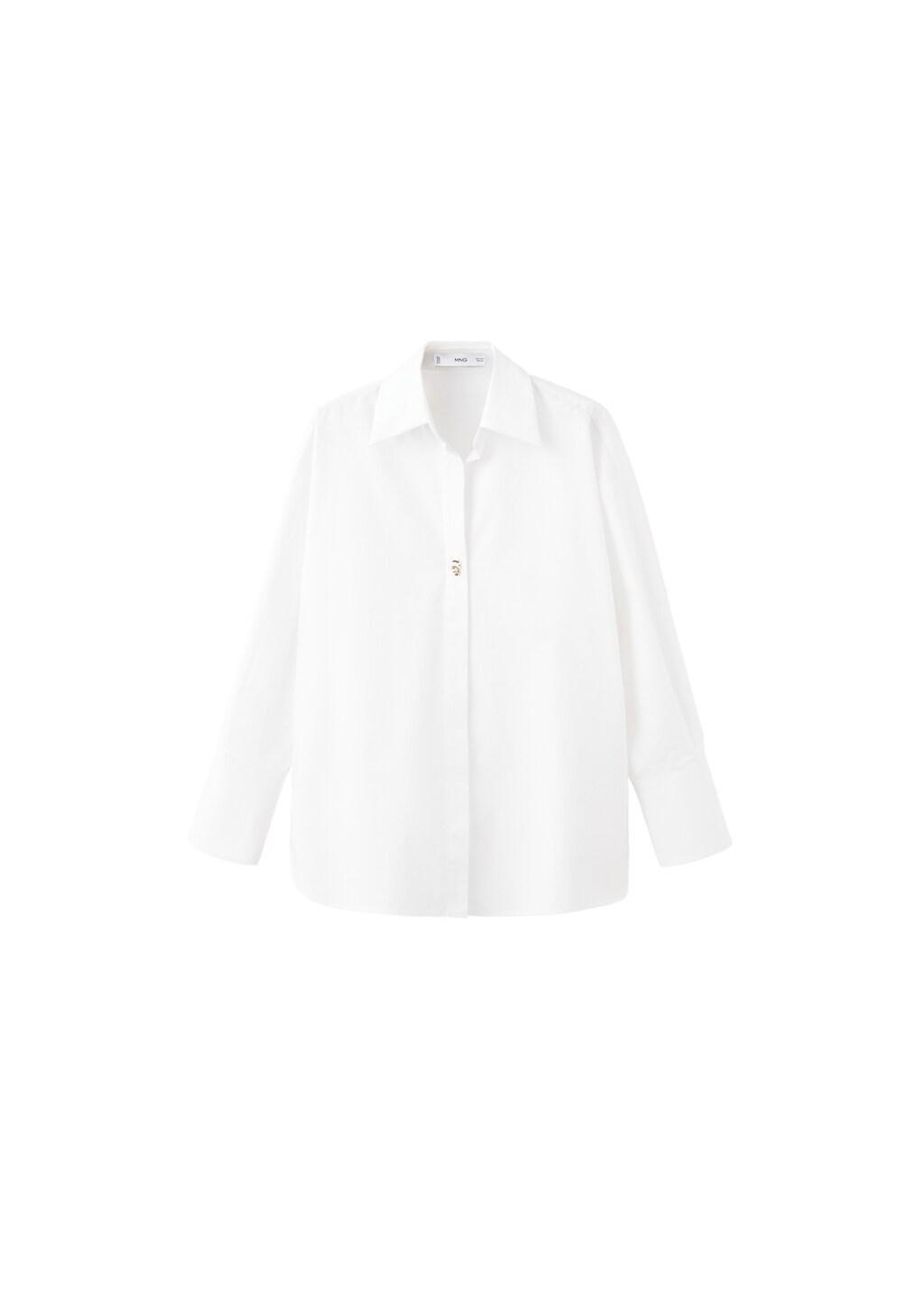White Oversize Cotton Shirt, White, large image number 5