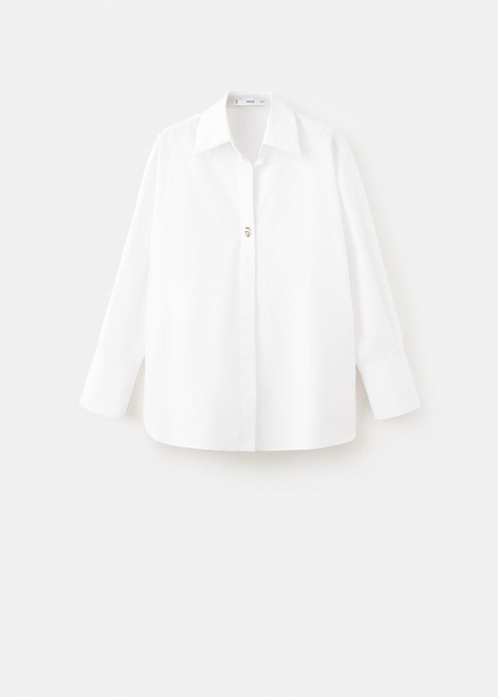 White Oversize Cotton Shirt, White, large image number 6