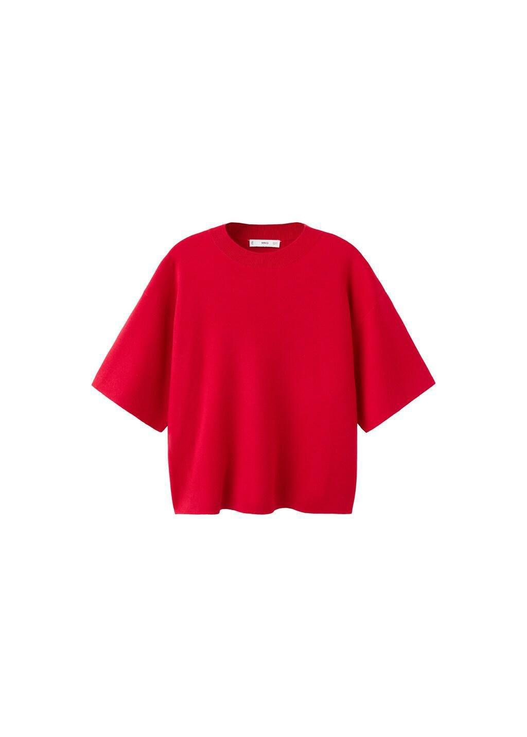Red Oversize Short Sleeve Sweater, Red, large image number 6