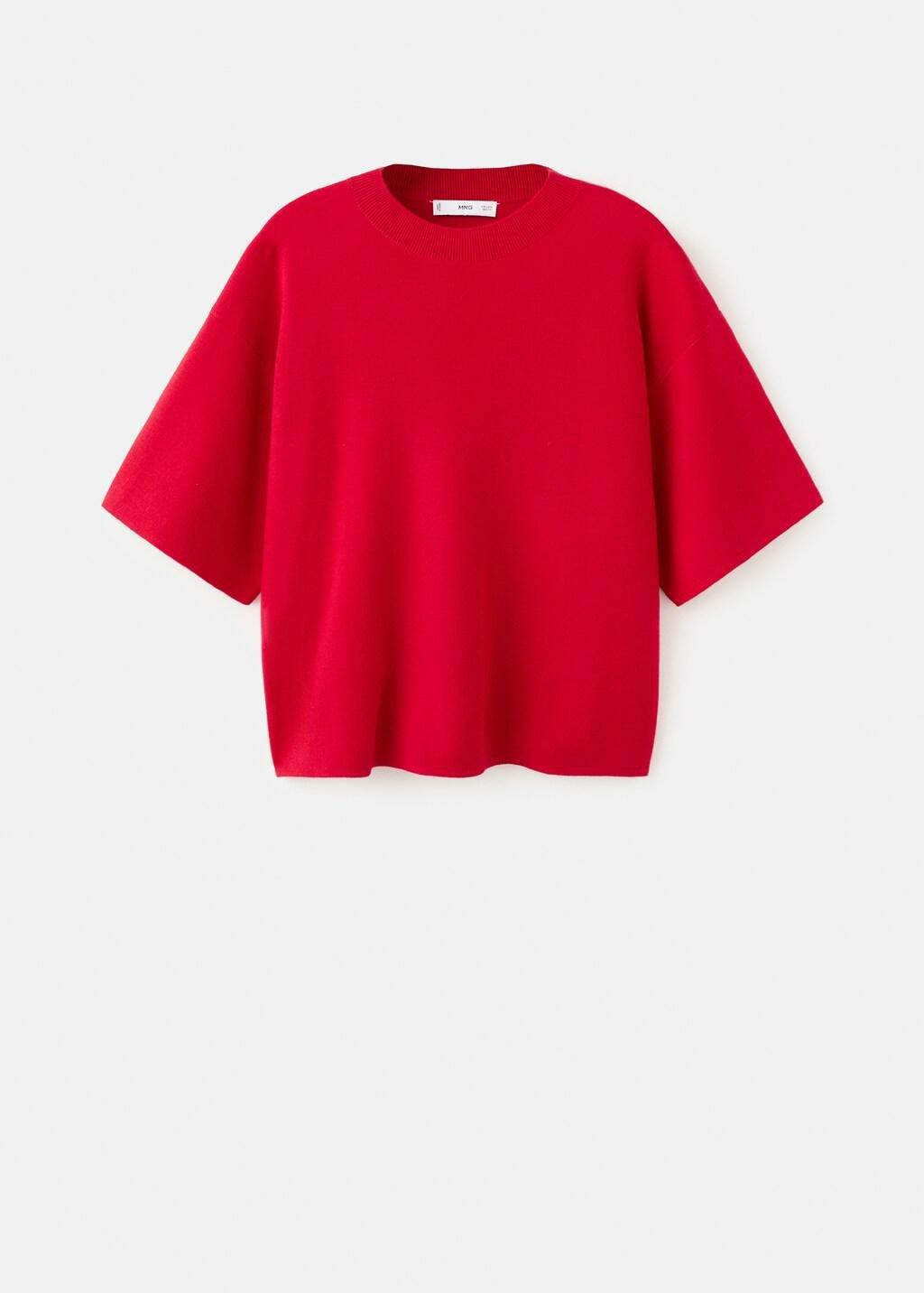 Red Oversize Short Sleeve Sweater, Red, large image number 7