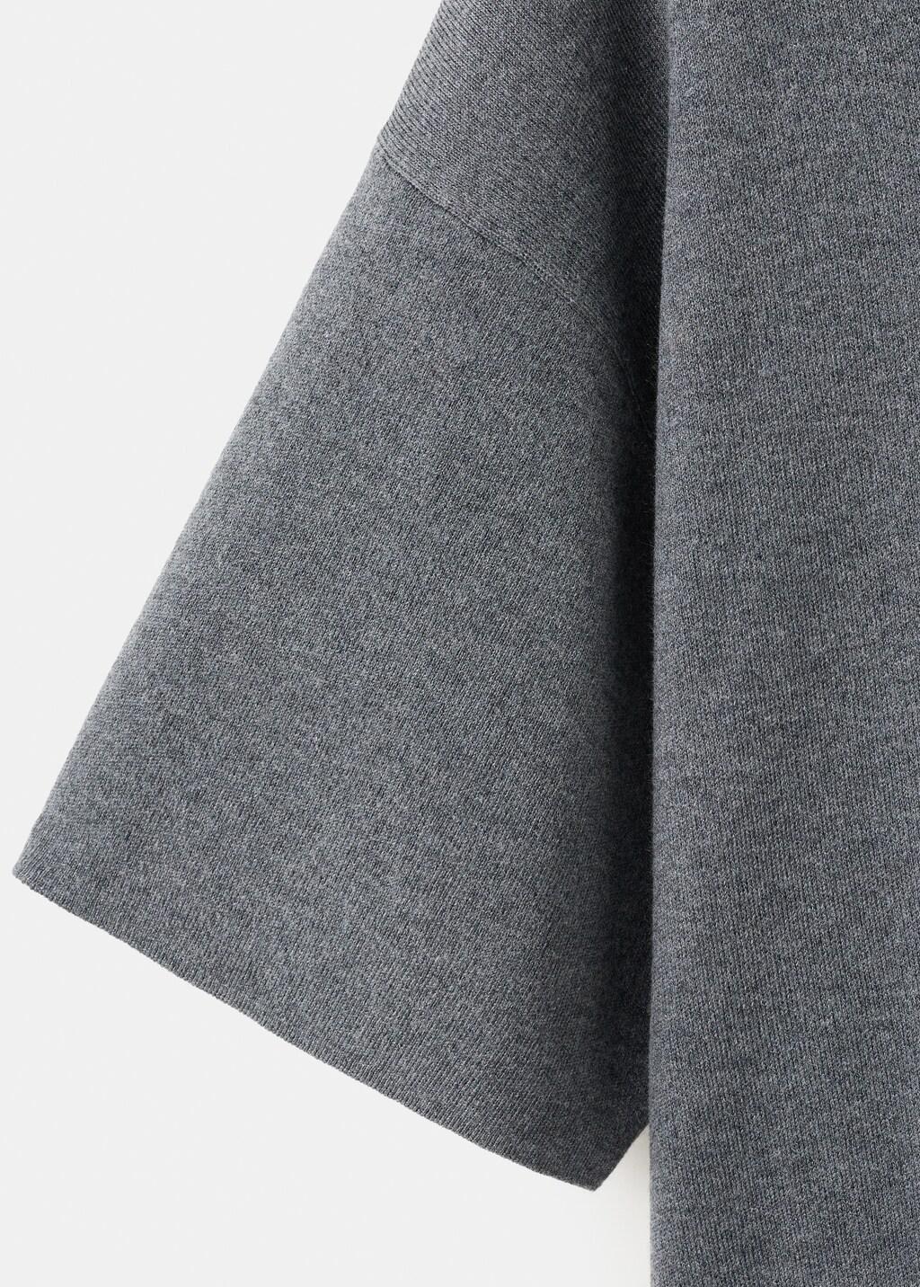 Grey Oversize Short Sleeve Sweater, Charcoal, medium