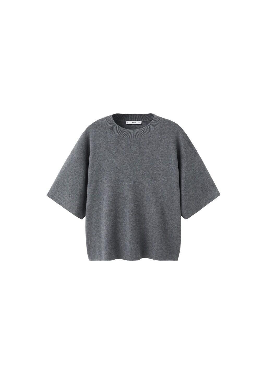 Grey Oversize Short Sleeve Sweater, Charcoal, large image number 5