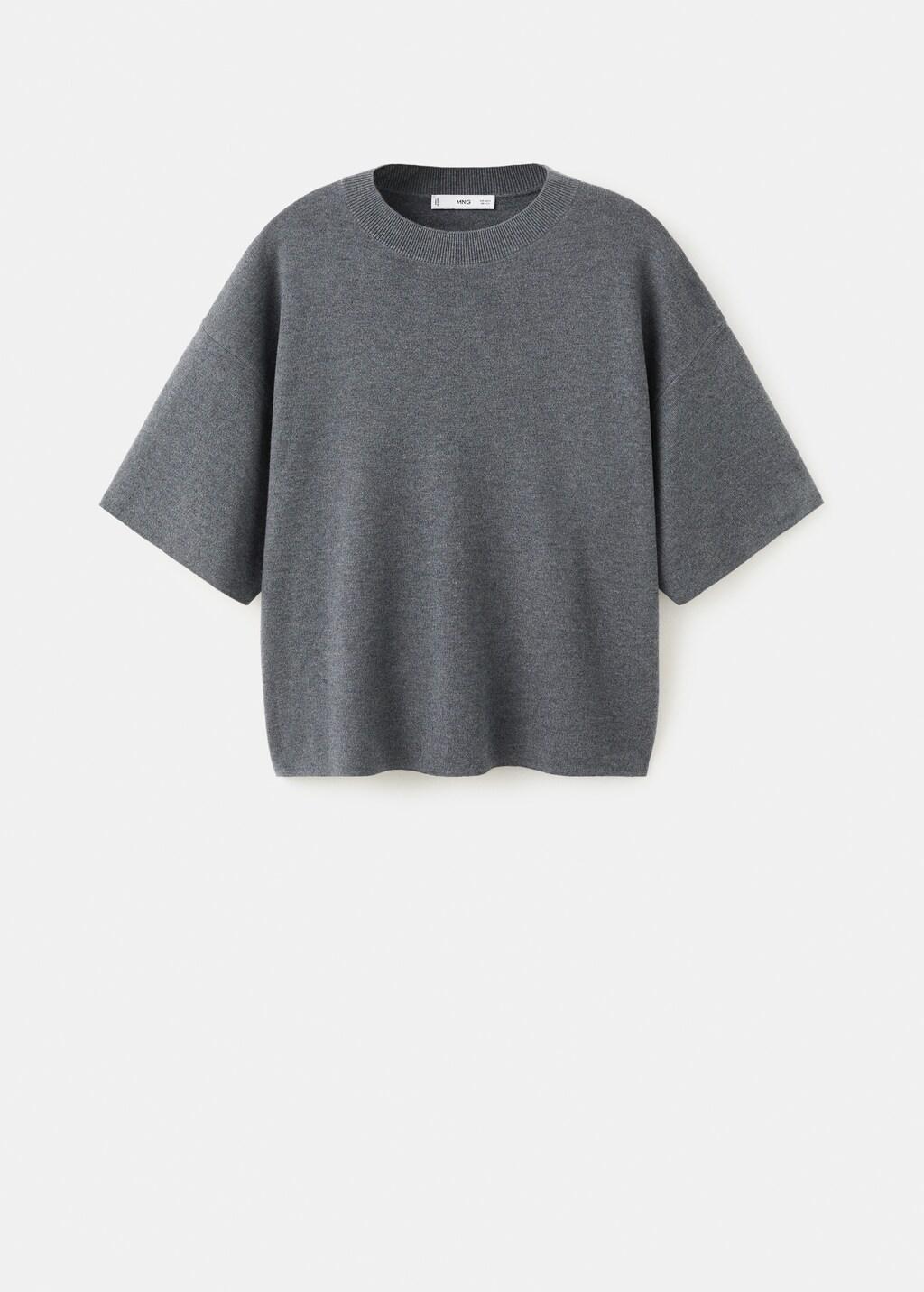 Grey Oversize Short Sleeve Sweater, Charcoal, large image number 6