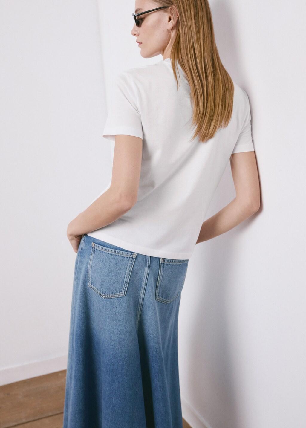 White Short-Sleeved Cotton T-Shirt, 0201_01, large image number 4