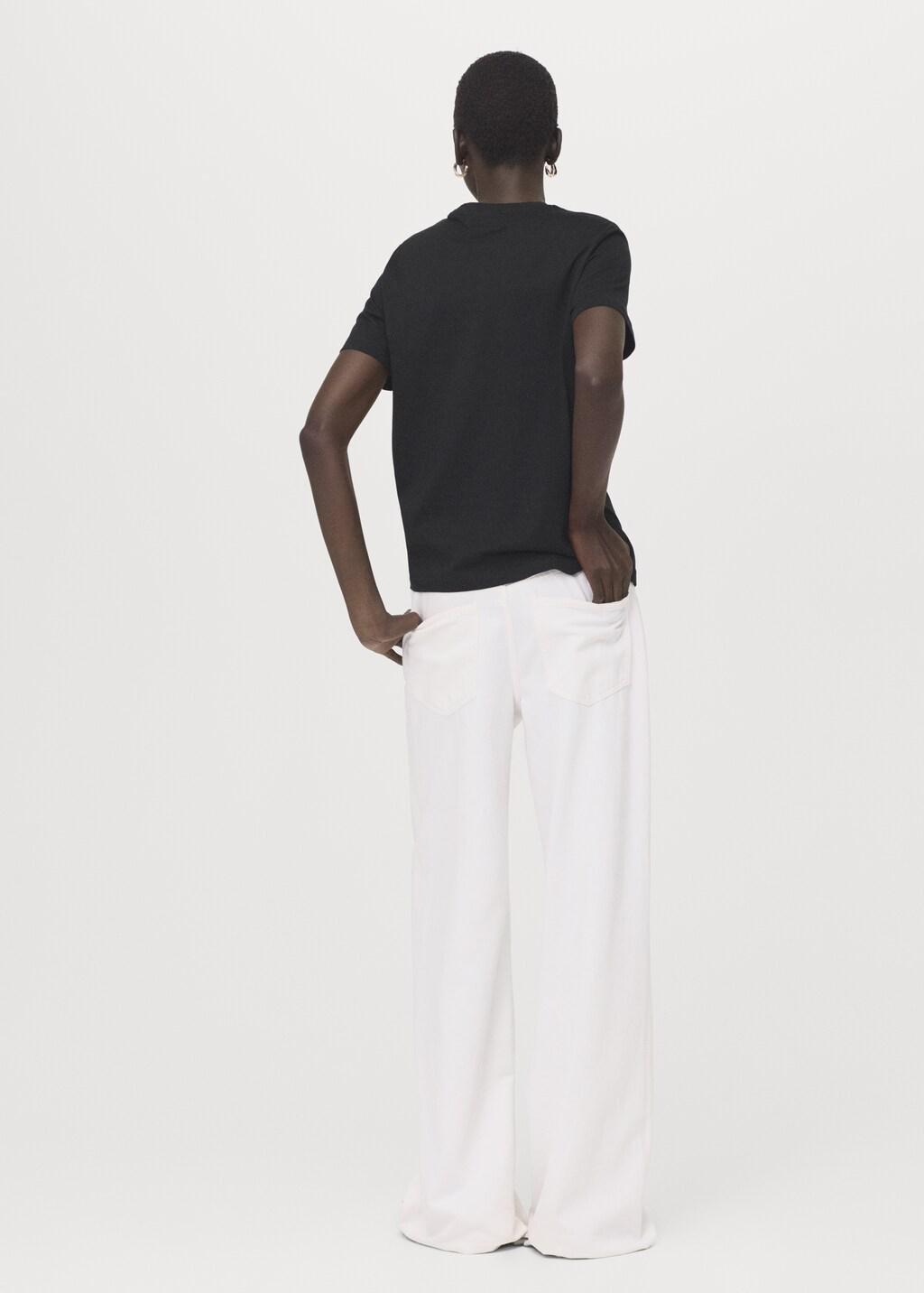 Black Short-Sleeved Cotton T-Shirt, 0201_99, large image number 2
