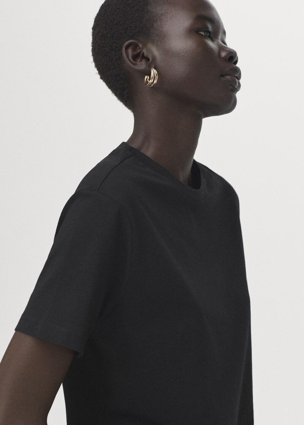 Black Short-Sleeved Cotton T-Shirt, 0201_99, large image number 3
