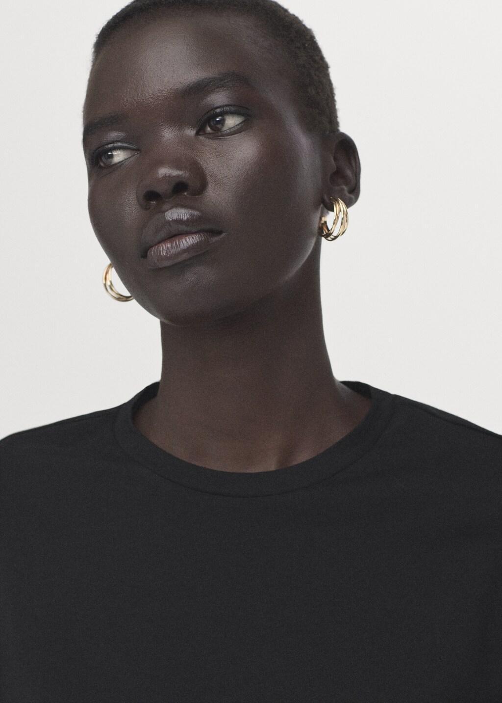 Black Short-Sleeved Cotton T-Shirt, 0201_99, large image number 4