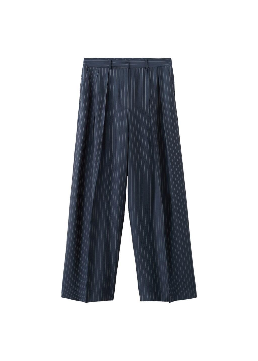 NAVY Pinstripe wide leg trousers, Navy, large image number 6