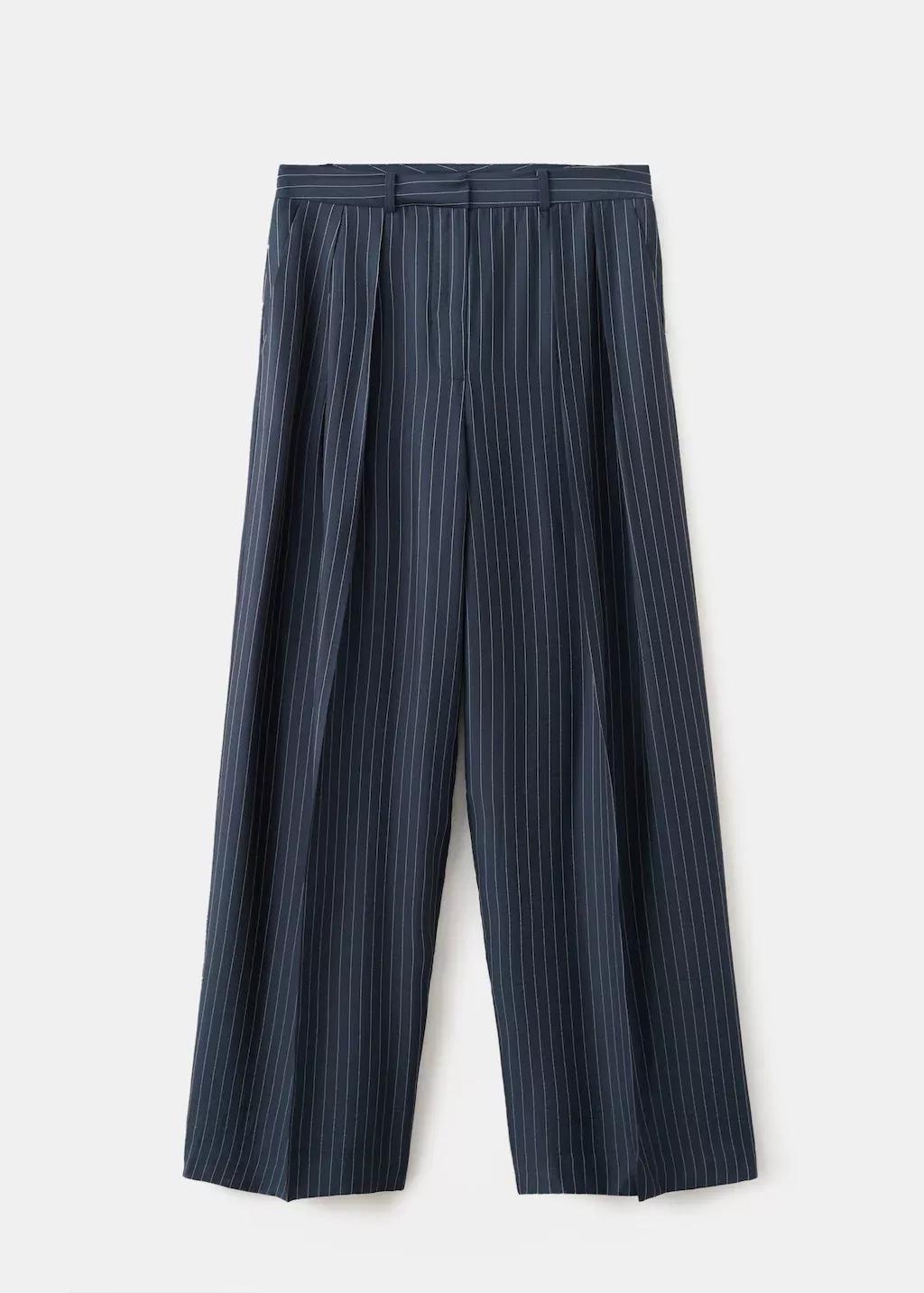 NAVY Pinstripe wide leg trousers, Navy, large image number 7