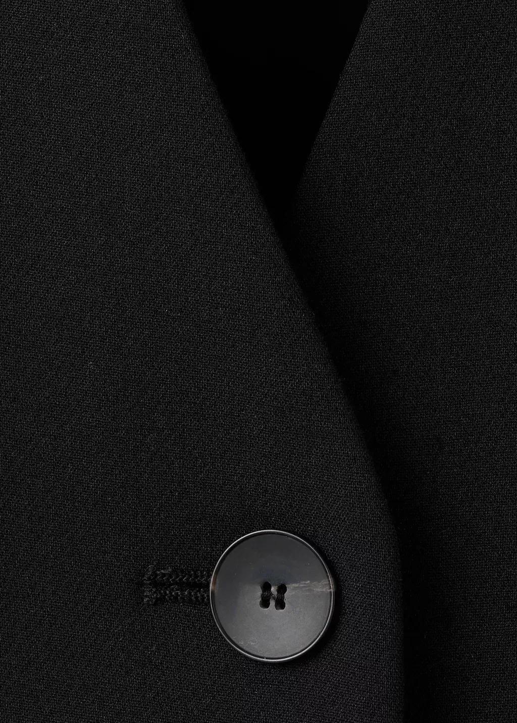 Black Suit Waistcoat With Buttons, Black, large image number 1